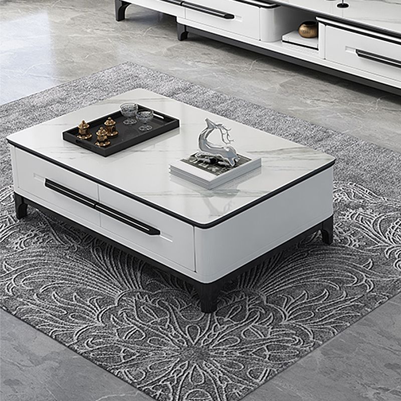 Ornate Style Rectangular Slate Plate Table Plate Metal 4 Legs Base Coffee Table Clearhalo 'Coffee & Accent Tables' 'Coffee Tables' 'coffee_tables' 'furn' 'furn_coffee_tables' 'Furniture' 'Living Room Furniture' 1200x1200_86d88583-c801-40c6-a4a2-d9be668899e8