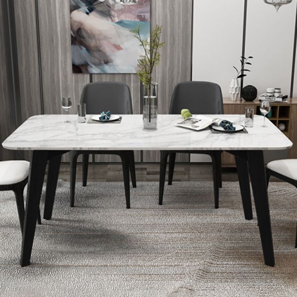 Mesa de comedor de tono blanco de mármol Simplicidad de 4 patas para comedor para comedor