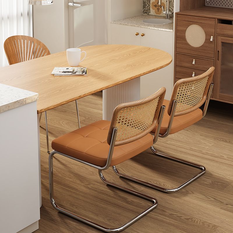 Solid Wood Dining Table Double Pedestal Dinner Table for Dining Room