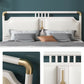 Glam Rubberwood Open-Frame Bed 45.28-Inch H White Bed Frame with Headboard Clearhalo 'Bedroom Furniture' 'Beds' 'furn' 'furn_beds' 'Furniture' 1200x1200_86da5cd3-f2eb-405d-a0f6-a63681d18d30