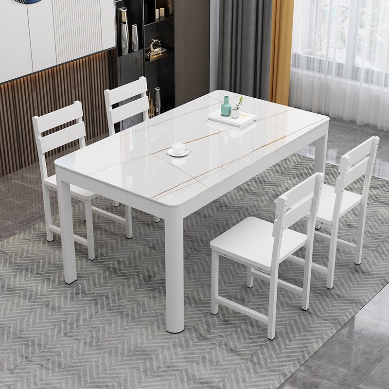 Metal Modern Rectangle Indoor Table Glass Top Table for Dining Room and Kitchen Clearhalo 'Dining Tables & Seating' 'Dining Tables' 'dining_table' 'furn' 'furn_dining_table' 'Furniture' 'Kitchen & Dining Furniture' 1200x1200_86ddfd4c-605c-415f-b4e6-7369f6771b93