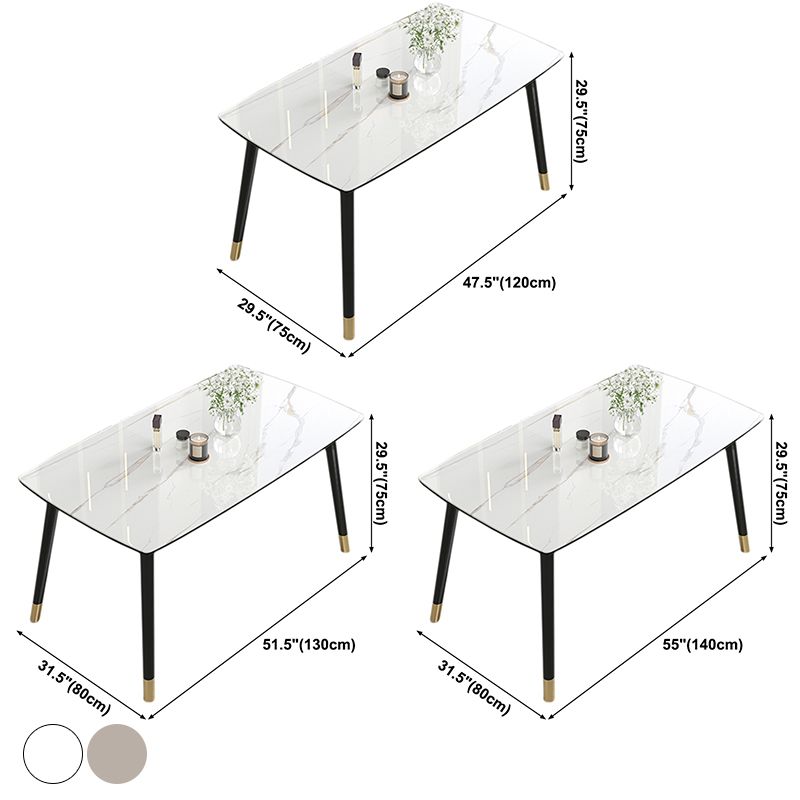 Contemporary Sintered Stone Kitchen Dining Table Rectangle Shape Dining Table with 4 Legs Base Clearhalo ' dining_table' 'Dining Tables & Seating' 'Dining Tables' 'Furniture' 'furniture_dining_table' 'Kitchen & Dining Furniture' 'kitchen&dining_furn' 'kitchen' 'kitchen_dining_table' 1200x1200_86e17e48-2eac-47a2-b149-35cbfbf9f045