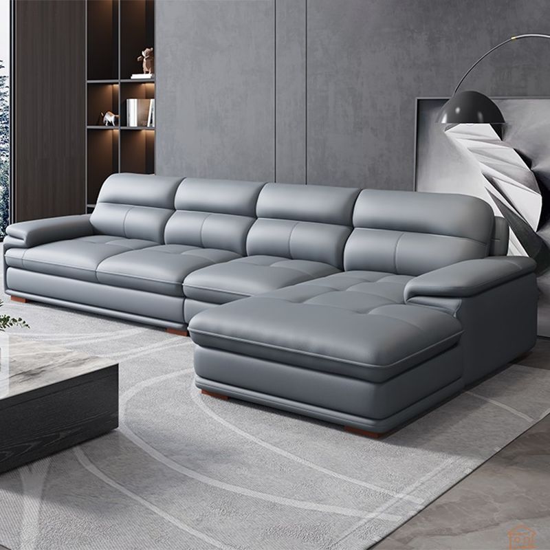 Nordic Stationary Genuine Leather Living Room Recessed Arm Sofa Chaise Clearhalo 'furn' 'furn_sectionals' 'Furniture' 'Living Room Furniture' 'Sectionals' 1200x1200_86e1f6ed-7518-477e-9e17-48e6a431dd05