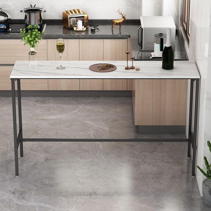 Tavolo da bar rettangolare in pietra sinterizzato tavolo da bistrot moderno con base di cavalletto