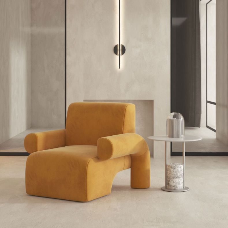 Nordic Velvet Arms Included Round Arms Tight Back Accent Armchair