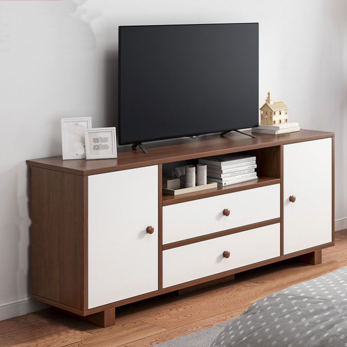 12 "D Consolet de télévision en bois moderne Console ouverte Stand de télévision avec tiroirs et portes