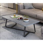 Modern Style Cocktail Table Slate Top Rectangular Coffee Table with Metal Base