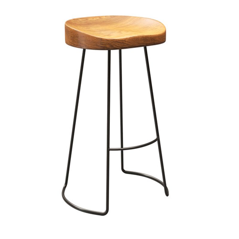 Contemporary Wood Counter Stool Living Room Bar Stool with Metal Legs Clearhalo 'Bar Furniture' 'Bar Stools' 'bar_stools' 'furn' 'furn_bar_stools' 'Furniture' 'Kitchen & Dining Furniture' 1200x1200_86eac38f-5cac-43b8-947a-64bffc9c644c