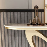 Pedestal Glam Slate Rectangle Scratch Resistant Console Table Clearhalo 'Console Tables' 'console_tables' 'Entry & Mudroom Furniture' 'furn' 'furn_console_tables' 'Furniture' 1200x1200_86eb57eb-43f7-4fbc-8e27-e5db1a7700e3