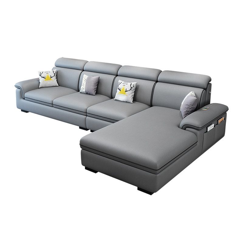 Scandinavian 4-Seater Sectional with Pillow Top Arm and Storage Clearhalo 'furn' 'furn_sectionals' 'Furniture' 'furniture_sectionals' 'Living Room Furniture' 'Sectionals' 1200x1200_86ebadc4-e62e-49f2-86a3-0c10e9967430