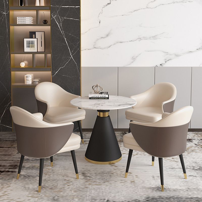 Modern Style Sintered Stone White Dining Room Set with Round Table Formal Dining Table Furniture Clearhalo 'Dining Room Sets' 'Dining Tables & Seating' 'dining_room_set' 'furn' 'furn_dining_room_set' 'Furniture' 'furniture_dining_room_set' 'Kitchen & Dining Furniture' 'kitchen&dining_furn' 'kitchen' 1200x1200_86ebc14c-edbc-4e41-bbb4-fdf2fa401695