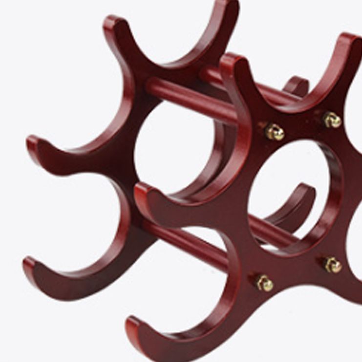 Mid-Century Modern Wine Bottle Rack Tabletop Solid Wood Bottle Holder in Torched Brown