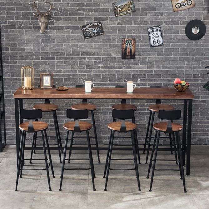 Wood Cocktail Bar Table with Rectangle Table Top Black Trestle Table - 41.3" H Clearhalo 'Bar Furniture' 'Bar Tables' 'bar_tables' 'furn' 'furn_bar_tables' 'Furniture' 'furniture_bar_tables' 'Kitchen & Dining Furniture' 1200x1200_86ed0175-b8ea-4c10-8878-10e250a3436c