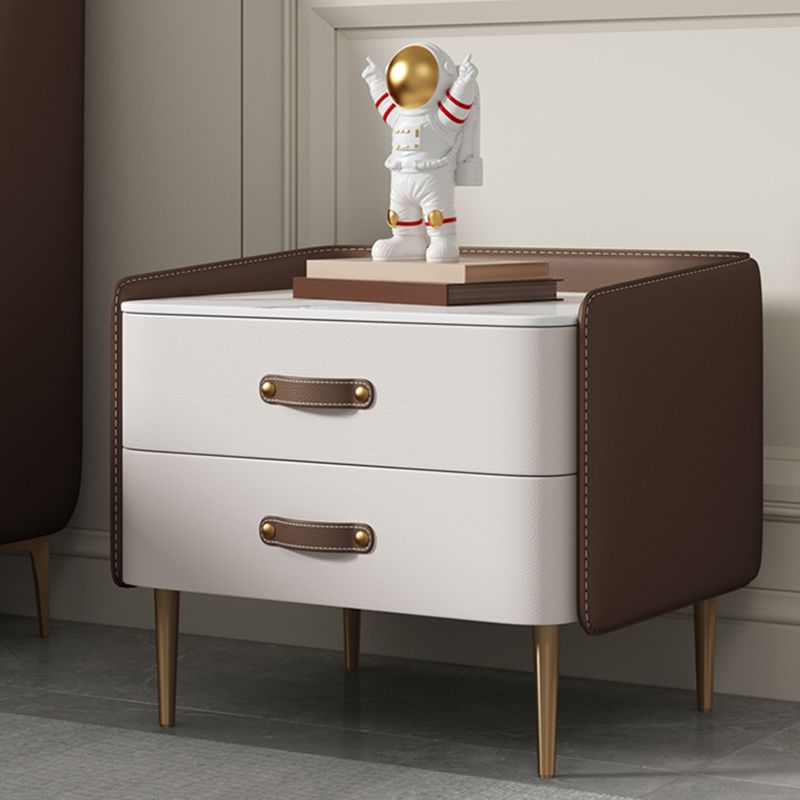 Comodino da 2 disegni moderno da 20 pollici H in pietra tavolo da notte con gambe