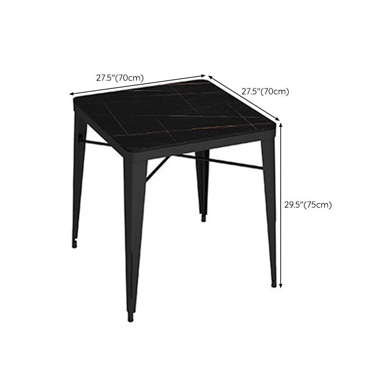 Table de tabouret de bar Glam Table de bar en pierre noire avec 4 pieds en métal