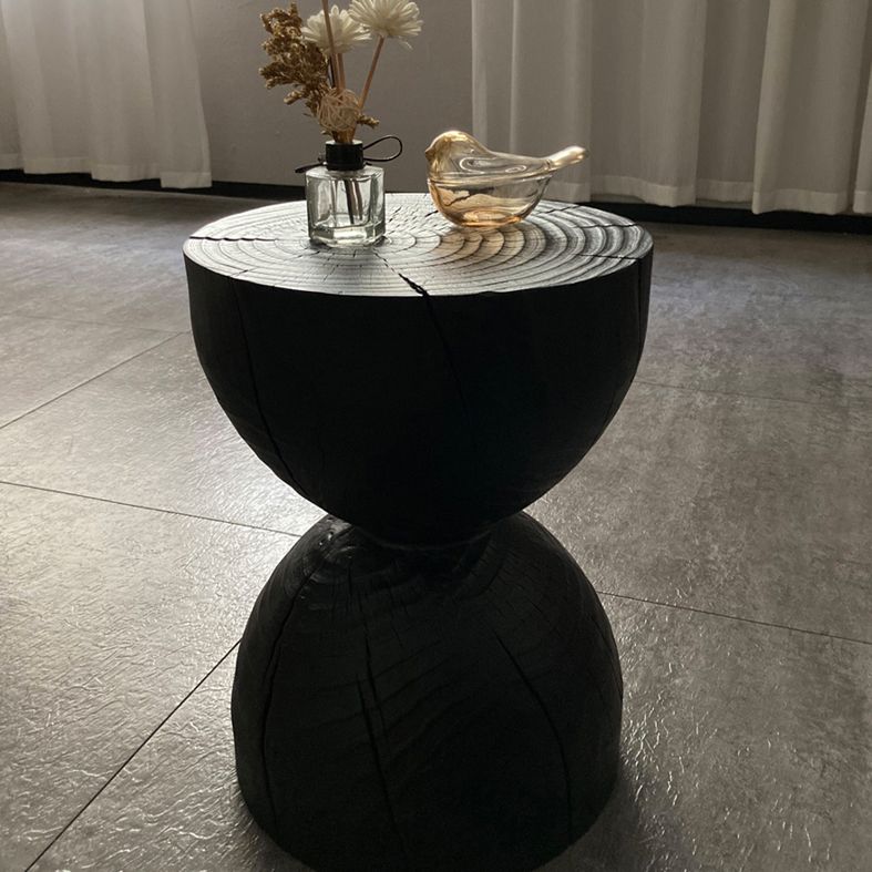 Scandinavian Round Solid Wood Top Side Table 16.5-inch Pedestal End Table