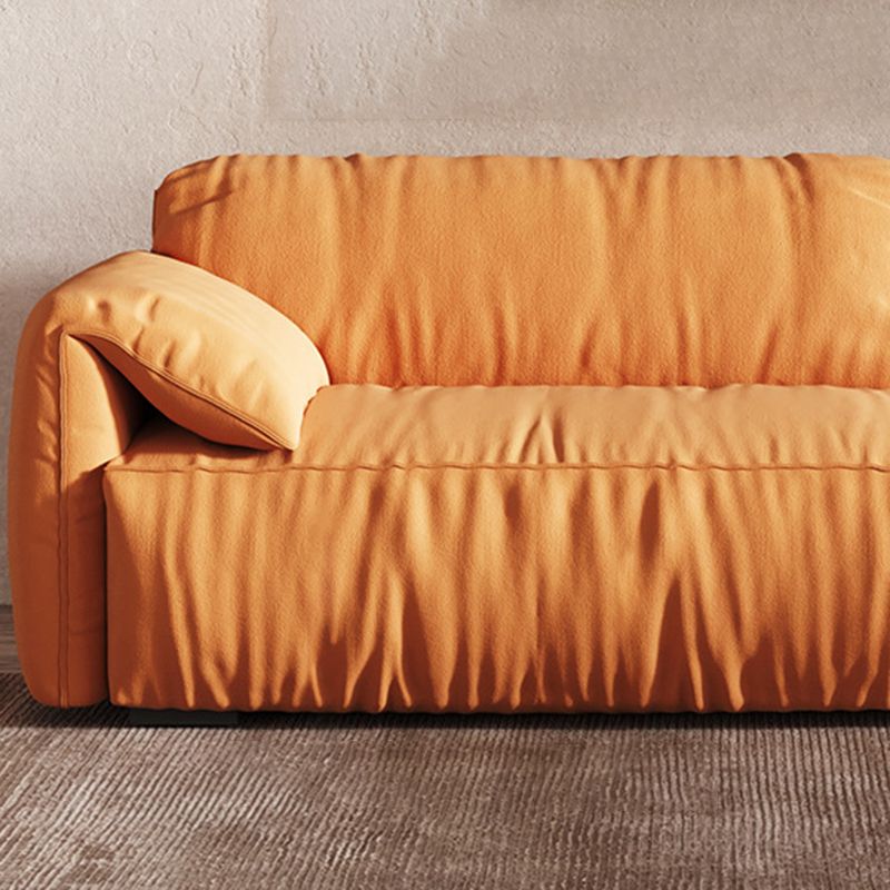 Contemporary Pillow Top Arm Settee Orange Faux Leather Sofa for Living Room Clearhalo 'furn' 'furn_sofas' 'Furniture' 'Living Room Furniture' 'Sofa' 'sofas' 1200x1200_86ef95de-72ef-45c8-8dbf-a9f674dd5b4d