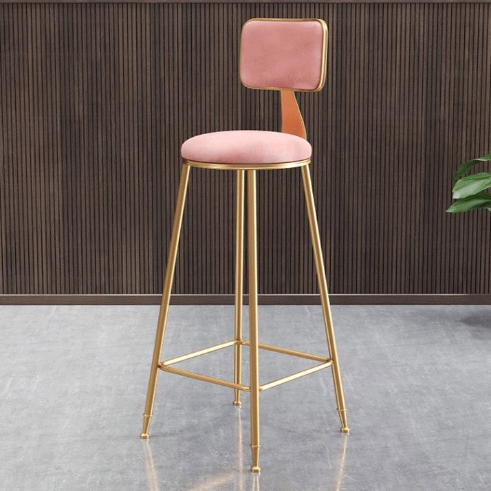 Glam Armless Backrest Counter Stool Steel Cashier Bar Stool with Flannel Cushion and Pedal Clearhalo 'Bar Furniture' 'Bar Stools' 'bar_stools' 'furn' 'furn_bar_stools' 'Furniture' 'furniture_bar_stools' 'Kitchen & Dining Furniture' 1200x1200_86f132d8-2b45-4859-85f7-022ec36600cf
