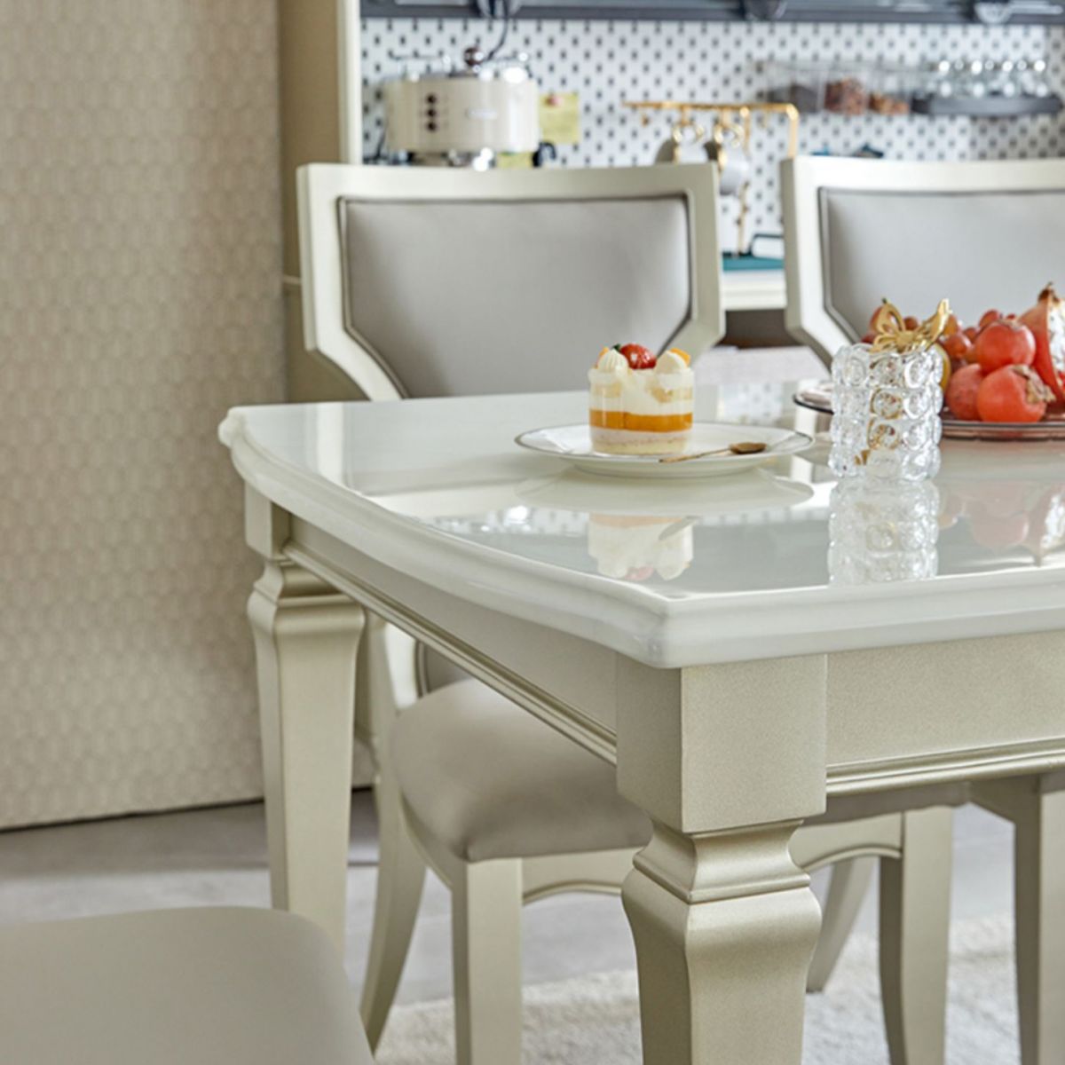 Glam Rectangle Dining Table White Faux Marble Tabletop for Home Clearhalo 'Dining Tables & Seating' 'Dining Tables' 'dining_table' 'furn' 'furn_dining_table' 'Furniture' 'Kitchen & Dining Furniture' 1200x1200_86f3e8c1-5b1a-4767-b4bc-471c846fd36d