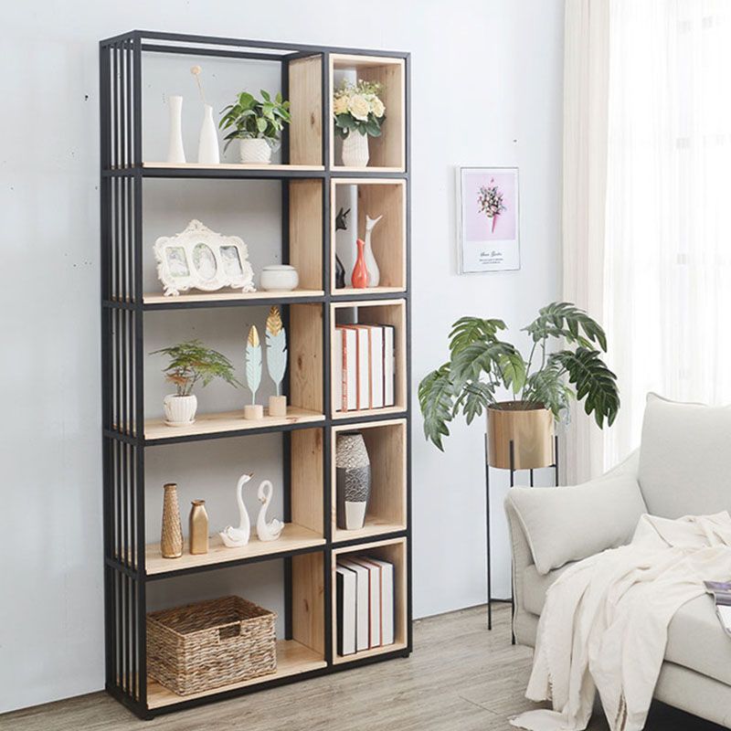 Modern Metal and Wooden Book Shelf Open Study Room Bookcase with Shelves Clearhalo 'Bookcases' 'furn' 'furn_bookcases' 'Furniture' 'Office Furniture' 1200x1200_86f522bd-3a13-4015-a226-a7da489483aa