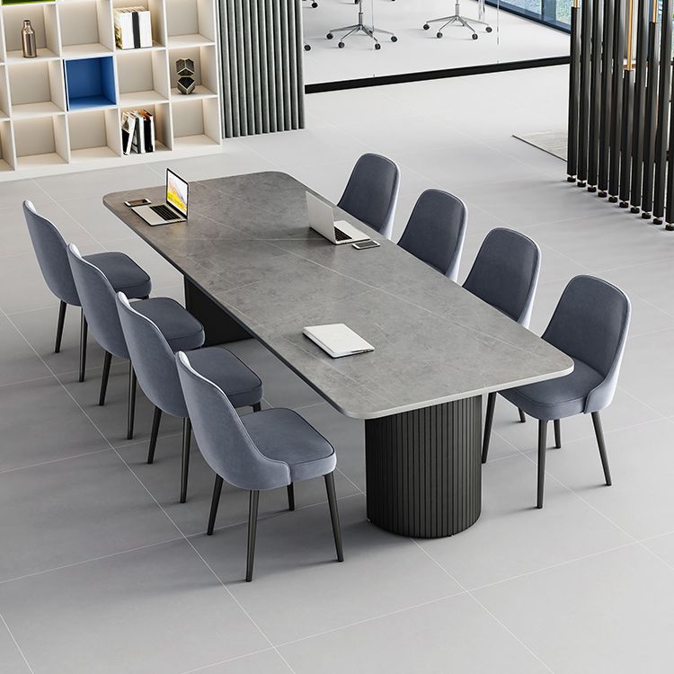 Escritorio de oficina curvado de piedra contemporánea 29.53 pulgadas de altura