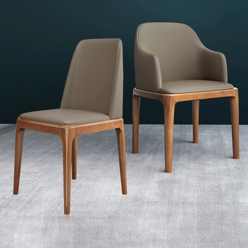 Industrial Oak Parsons Side Chair Matte Finish Leather Dining Chair (Set of 2) Clearhalo ' kitchen&dining_furn' 'Dining Chairs' 'Dining Tables & Seating' 'dining_chair' 'furn' 'furn_dining_chair' 'Furniture' 'furniture_dining_chair' 'Kitchen & Dining Furniture' 'kitchen' 1200x1200_86fa242d-c3c2-42a1-b765-5b7989afea20