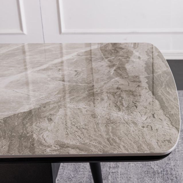 Table à manger à rectangle en pierre avec mobilier de feuilles pour le restaurant