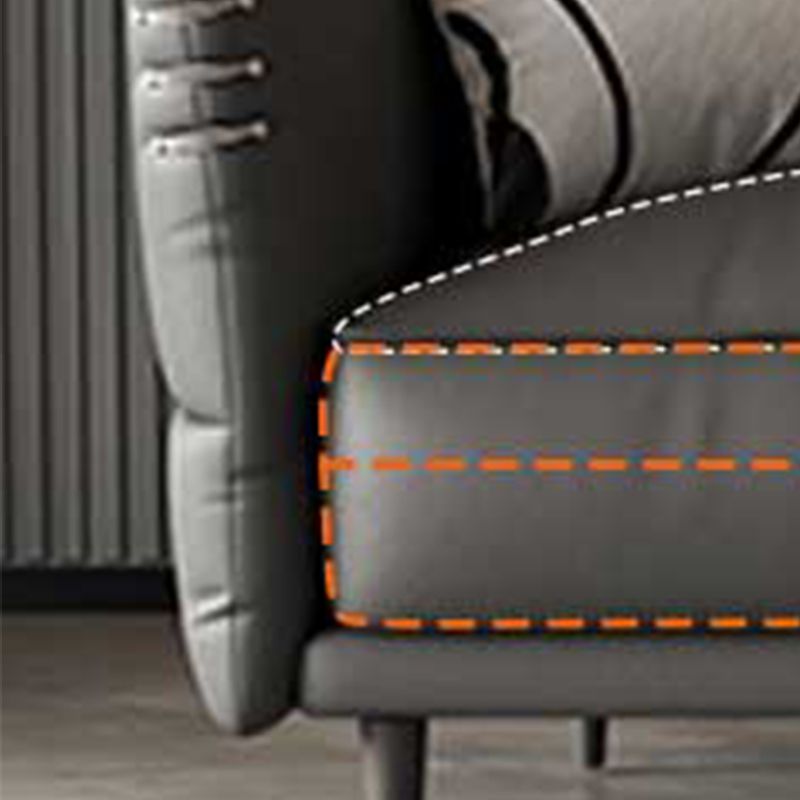 Panchina del divano resistente al braccio quadrato contemporaneo in pelle con cuscini