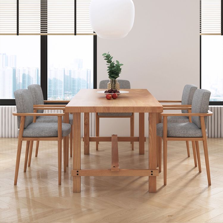 Rectangle Pine Wood Table for Restaurant Modern Dining Table with Trestle Base