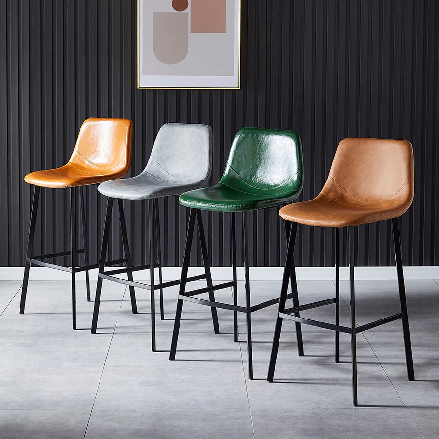 Scandinavian Leather Restaurant Stool Matte Finish Footrest Barstool Clearhalo 'Bar Furniture' 'Bar Stools' 'bar_stools' 'furn' 'furn_bar_stools' 'Furniture' 'furniture_bar_stools' 'Kitchen & Dining Furniture' 1200x1200_86fd4d98-ba0d-4521-a98d-9d3927f45503