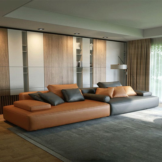 Transitional Modern Stain Resistant Sofa with Bolster Pillows 25.6"H Square Arm Sofa Clearhalo 'furn' 'furn_sofas' 'Furniture' 'furniture_sofas' 'kitchen' 'kitchen_sofas' 'Living Room Furniture' 'Sofa' 'sofas' 1200x1200_86fd605d-2091-4812-ba08-9c81f829e8a0