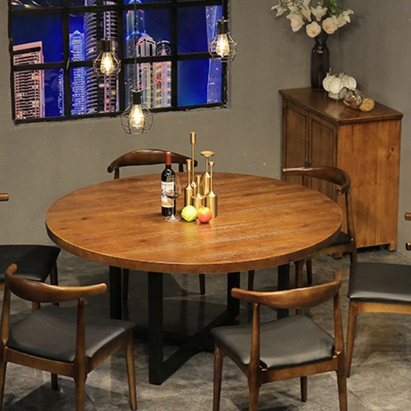 Tavolo da pranzo rotondo moderno tavolo da base in legno naturale in legno nero senza sedia