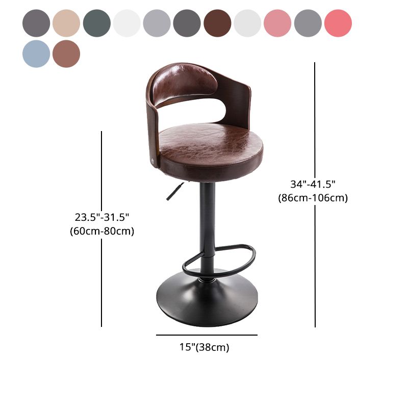 Modern Backrest Liftable Stool Iron Household Bar Stool with Cushion and Pedal Clearhalo 'Bar Furniture' 'Bar Stools' 'bar_stools' 'furn' 'furn_bar_stools' 'furniture_bar_stools' 'Kitchen & Dining Furniture' 'kitchen&dining_furn' 'kitchen' 'kitchen_furn' Furniture' 1200x1200_86ffed71-9125-474a-b269-c0d1e16b6fd9