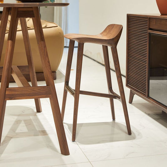 Indoor Solid Wood Bar Stool Living Room Bar Stool with Footrest