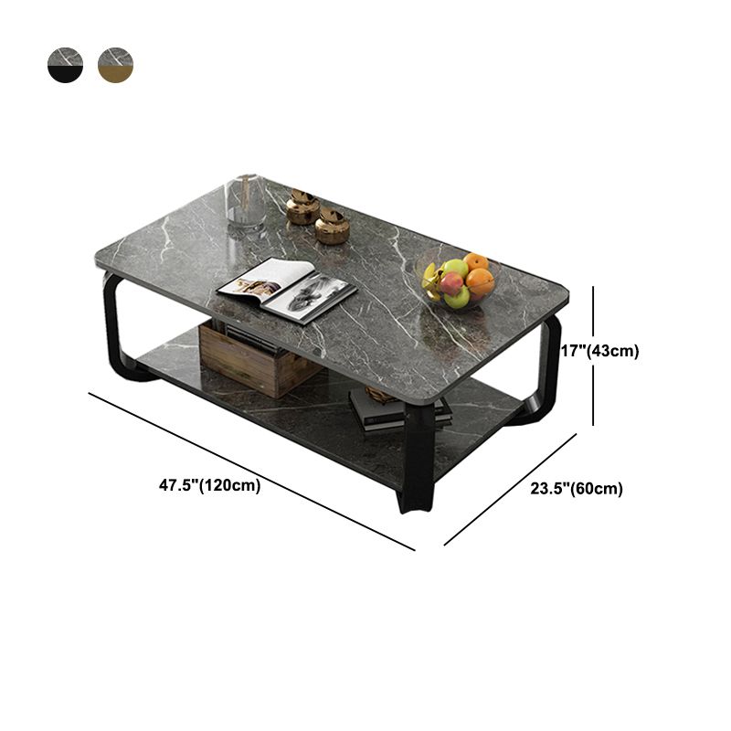 Glam Coffee Table with Cross Legs and Storage Shelf Cocktail Table Clearhalo 'Coffee & Accent Tables' 'Coffee Tables' 'coffee_tables' 'furn' 'furn_coffee_tables' 'Furniture' 'Living Room Furniture' 1200x1200_8700e058-5b77-4fa8-8de6-f611d45e0c74