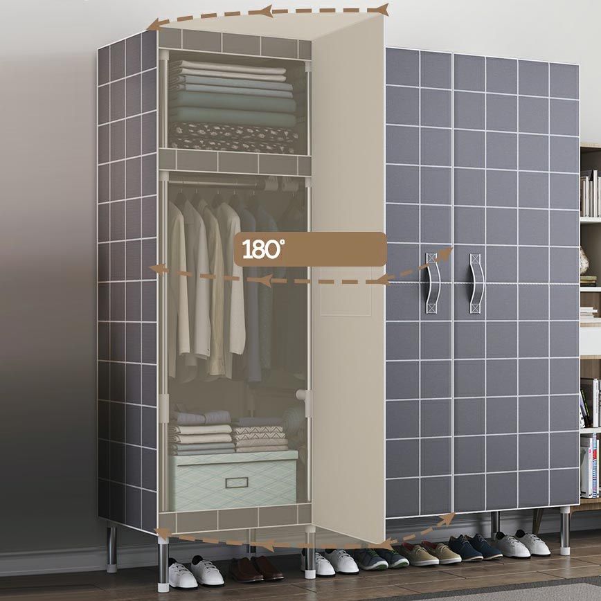 Cloth Cabinet Steel Pipe Wardrobe Cabinet, Modern 3-door Wardrobe Armoire Clearhalo 'Armoires & Wardrobes' 'armoires_wardrobes' 'Bedroom Furniture' 'furn' 'furn_armoires_wardrobes' 'Furniture' 1200x1200_87020d1b-62fb-4b3a-bf9c-74fa2f884dfd