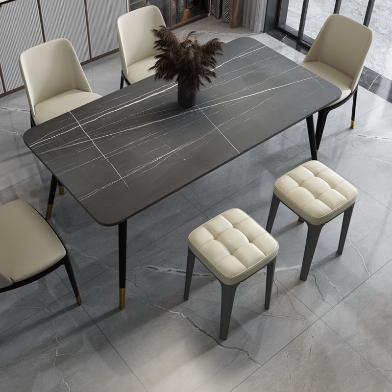 Zeitgenössischer Standard -Quadrat -Lederstandard mit 4 Beinen für Zuhause