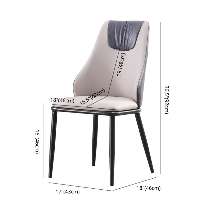 Modern Metal Wingback Side Chair Leather Dining Chairs with Black Legs Clearhalo ' kitchen&dining_furn' 'Dining Chairs' 'Dining Tables & Seating' 'dining_chair' 'Furniture' 'furniture_dining_chair' 'Kitchen & Dining Furniture' 'kitchen' 1200x1200_8702f9ac-6fbd-4e4f-837e-9e6bd21442b1