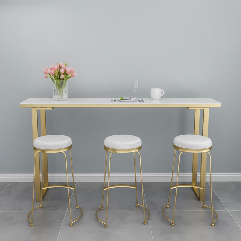 Glam Marble Bar Wine Table with Rectangle Table Top Sled Table - 41.3" H, Only Table Clearhalo 'Bar Furniture' 'Bar Tables' 'bar_tables' 'furn' 'furn_bar_tables' 'Furniture' 'furniture_bar_tables' 'Kitchen & Dining Furniture' 1200x1200_8703080f-9a04-488e-88d5-cf1614e3015a