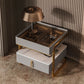 Top de table de chevet de 18 pouces H Lit Top en verre ouvert des jambes 1-Drawer incluse la table de nuit