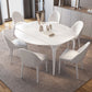 Contemporary White Round Stone Dining Table with 4 Steel Foot Clearhalo 'Dining Tables & Seating' 'Dining Tables' 'dining_table' 'furn' 'furn_dining_table' 'Furniture' 'Kitchen & Dining Furniture' 1200x1200_87033f86-c4fe-47e4-94f5-ac30b8d3cb0a
