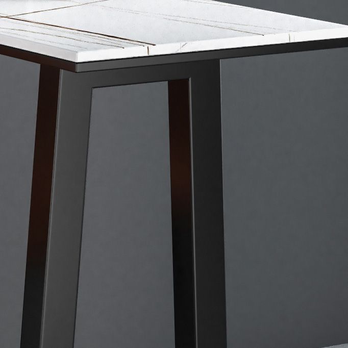 Rectangle Stone Black Metal Bar Height Table Industrial Double Pedestal Bar Table Clearhalo 'Bar Furniture' 'Bar Tables' 'bar_tables' 'furn' 'furn_bar_tables' 'Furniture' 'Kitchen & Dining Furniture' 1200x1200_870395e5-a980-4971-acae-a76989fb4d80