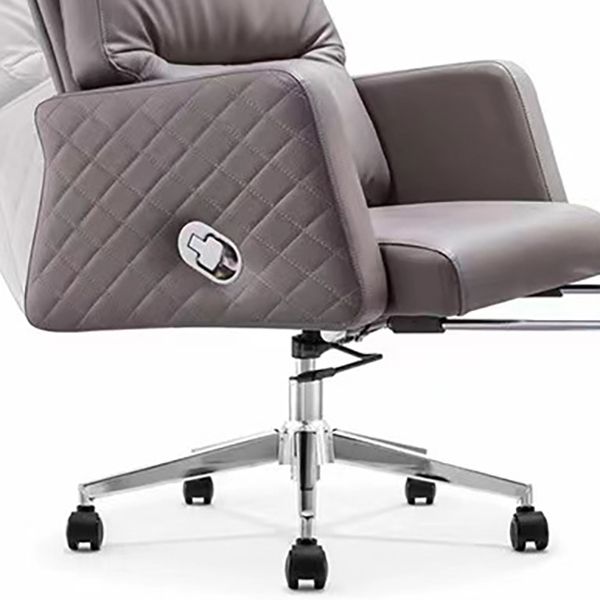 Gray Leather Managers Chair Contemporary Padded Arms Swivel Office Chair Clearhalo 'furn' 'furn_office_chair' 'Furniture' 'Office Chairs' 'Office Furniture' 'office_chair' 1200x1200_8705f49b-8a1a-43ae-b71e-b276230307c2