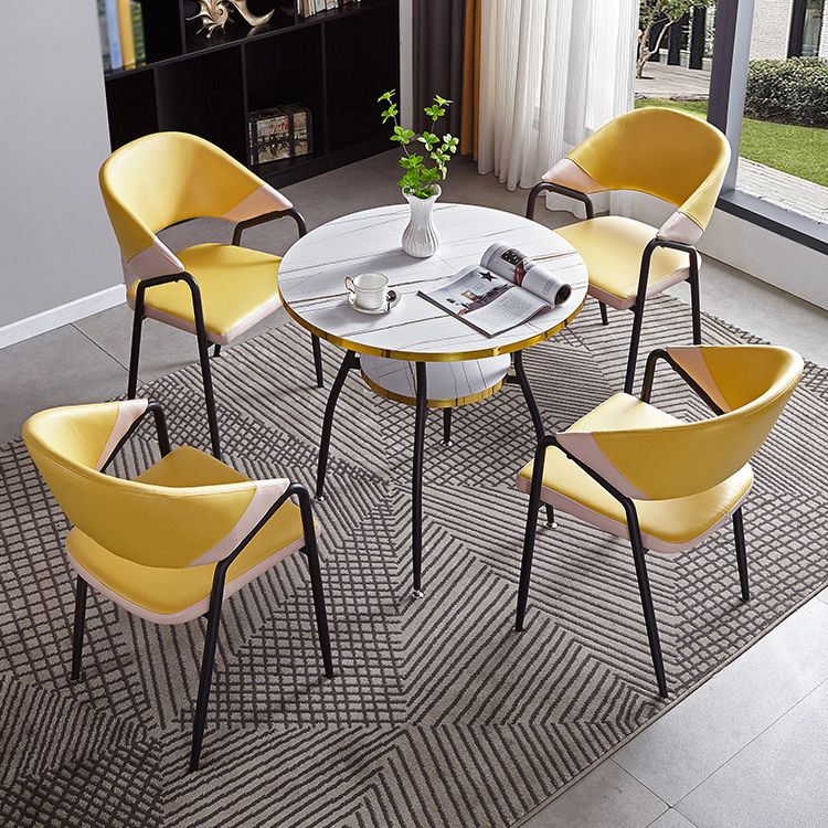 31.5-inch Metal Contemporary Round Dining Table Wood Top Table with Black Legs Clearhalo ' dining_table' 'Dining Tables & Seating' 'Dining Tables' 'furn' 'furn_dining_table' 'Furniture' 'furniture_dining_table' 'Kitchen & Dining Furniture' 'kitchen&dining_furn' 'kitchen' 'kitchen_dining_table' 1200x1200_87064aa9-8368-41a0-a203-7077a79c9840