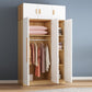 Freestanding Wood Frame Wardrobe Armoire Multifunctional Wardrobe with Soft Close Doors