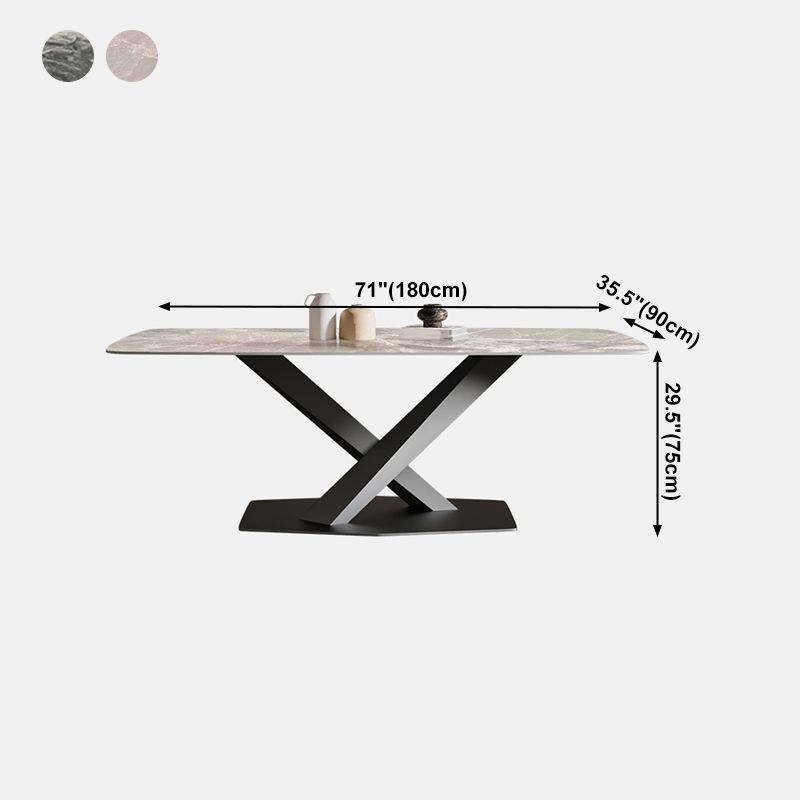 Rectangle Traditional Luxury Dining Table Sintered Stone Table with Black Pedestal Base Clearhalo ' dining_table' 'Dining Tables & Seating' 'Dining Tables' 'furn' 'furn_dining_table' 'Furniture' 'furniture_dining_table' 'Kitchen & Dining Furniture' 'kitchen&dining_furn' 'kitchen' 'kitchen_dining_table' 1200x1200_87081679-40c4-49ad-ad57-c014738810b4