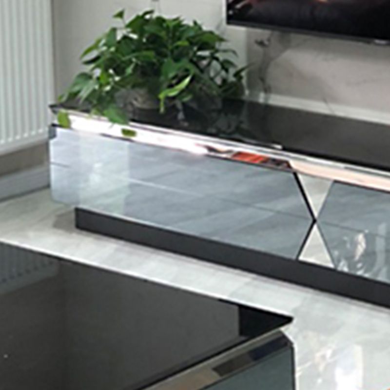 Glass and Wood TV Console Gorgeous Style Home Closed Black TV Stand Console Clearhalo 'furn' 'furn_tv_stands_entertainment_centers' 'Furniture' 'Living Room Furniture' 'TV Stands & Entertainment Centers' 'TV Stands & Media Storage Furniture' 'tv_stands_entertainment_centers' 1200x1200_870a5d8a-ef54-4799-be61-0e13783e0a34
