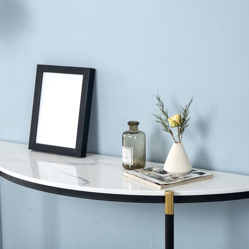 Tavolino console in marmo glam mezza luna 4 gambe accento tavolo per hall