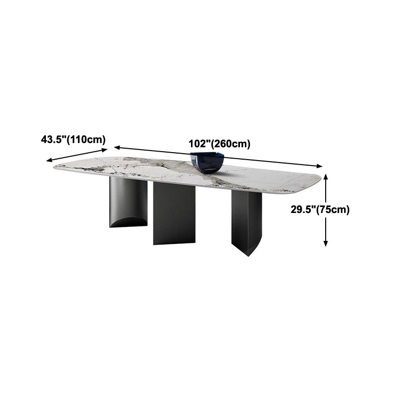 Sintered Stone Modern Rectangle Dining Table White Stone Top Dinette Table for Kitchen Clearhalo ' dining_table' 'Dining Tables & Seating' 'Dining Tables' 'furn' 'furn_dining_table' 'Furniture' 'furniture_dining_table' 'Kitchen & Dining Furniture' 'kitchen&dining_furn' 'kitchen' 'kitchen_dining_table' 1200x1200_870c0466-3cfd-4bbd-8ba6-97572a52d503