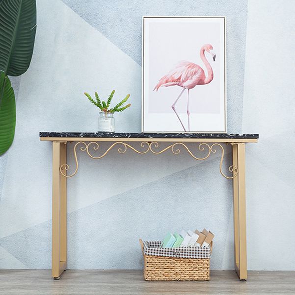 Glam Marble Console Table 12" W Rectangle Sled Accent Table for Hall Clearhalo 'Console Tables' 'console_tables' 'Entry & Mudroom Furniture' 'furn' 'furn_console_tables' 'Furniture' 1200x1200_870c5b46-35fa-48eb-9d12-05863566f5f6